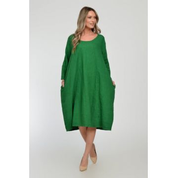 Rochie lalea din in, masura mare, verde