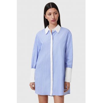 Rochie-camasa din bumbac cu maneci lungi Alber