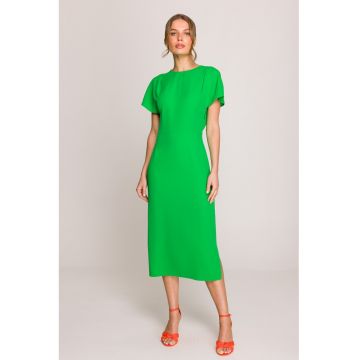 Rochie cu decolteu la spate si deschidere -  Verde -
