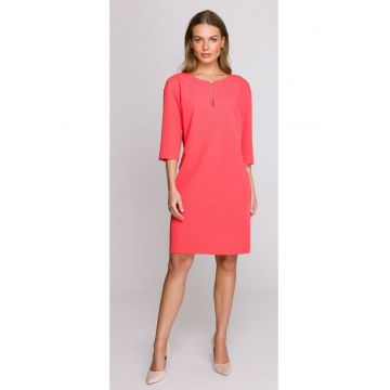 Rochie cu decupaj in forma de lacrima la decolteu -  Roz -
