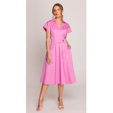 Rochie din bumbac cu guler -  Roz