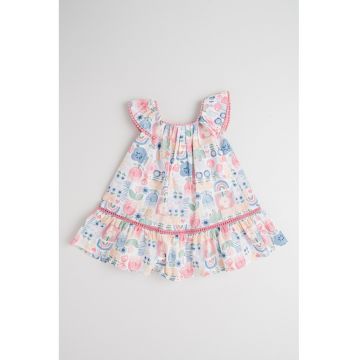 Rochie evazata cu model floral