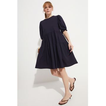 Rochie evazata din bumbac cu maneci bufante