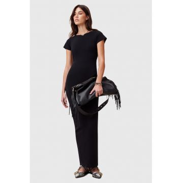 Rochie maxi cambrata cu slit pe partea din spate