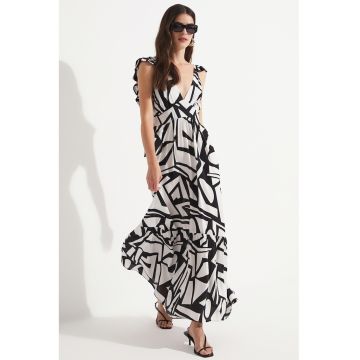 Rochie maxi cu model geometric