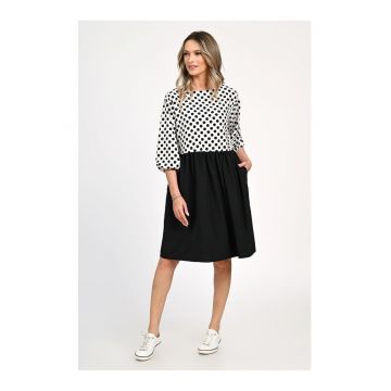 Rochie Medie Dama - Casual - cu Buline alb/negru 309