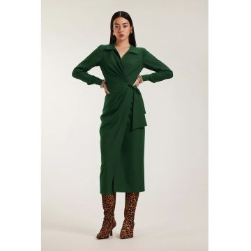 Rochie midi cu croiala petrecuta Margot