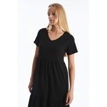 Rochie midi evazata cu decolteu in V