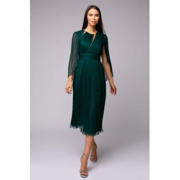 Rochie 5095 matase nat. verde Ginette