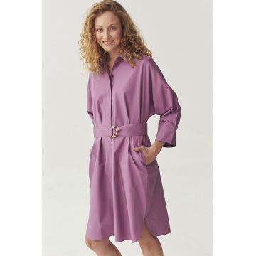 Rochie-camasa midi cu cordon in talie