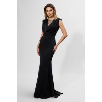 Rochie de ocazie premium tip sirena cu strass-uri Lovare Neagra