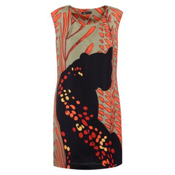 Rochie dreapta din amestec de in - Multicolor