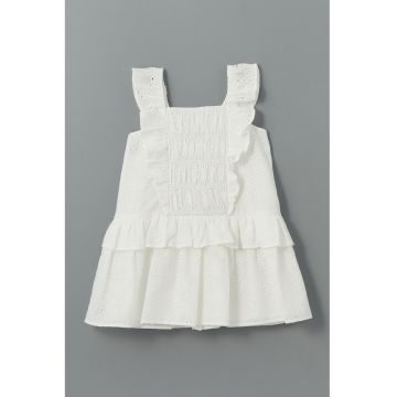 Rochie evazata cu model uni - Alb