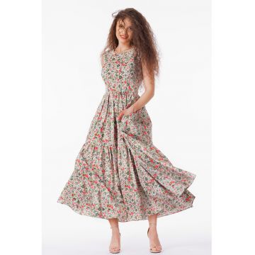 Rochie evazata fara maneci cu buzunare laterale