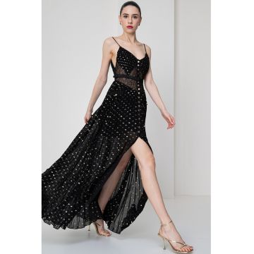 Rochie lunga cu decolteu in V