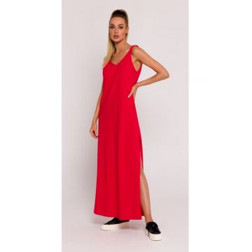 Rochie maxi cu decolteu adanc la spate -  Rosu -