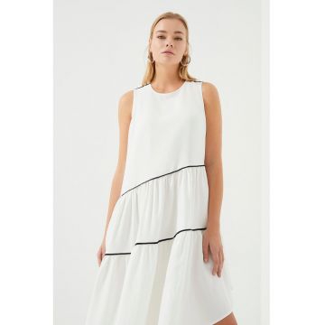 Rochie midi asimetrica cu fronseu