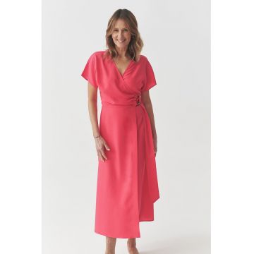 Rochie midi din amestec de lyocell cu maneci scurte