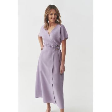Rochie midi din amestec de lyocell cu maneci scurte