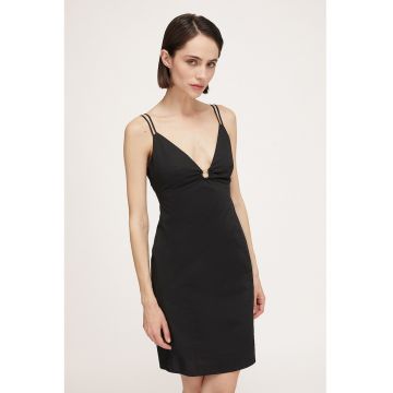 Rochie mini din bumbac cu croiala dreapta