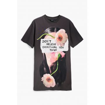 Rochie-tricou din bumbac cu imprimeu grafic