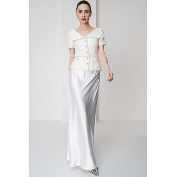 Self Portrait - Rochie maxi combi cu aplicatii cu margele
