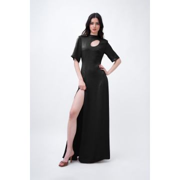 Black Maxi Dress With Cut-Out And Slit