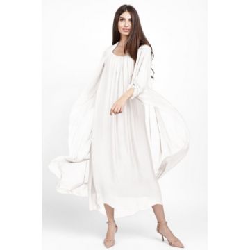 Compleu cu rochie si blazer din matase naturala, alb