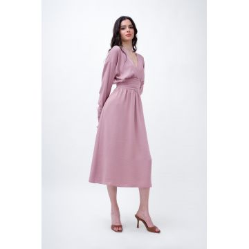Powder Pink Midi Dress With Corset