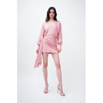 Powder Pink Mini Dress With Scarf