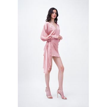 Powder Pink Mini Dress With Scarf