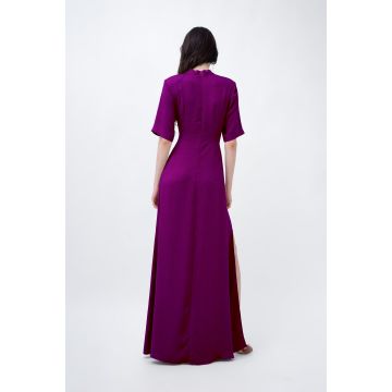 Purple Maxi Dress With Cut-Out And Slit