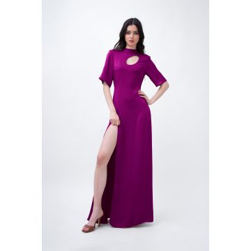 Purple Maxi Dress With Cut-Out And Slit