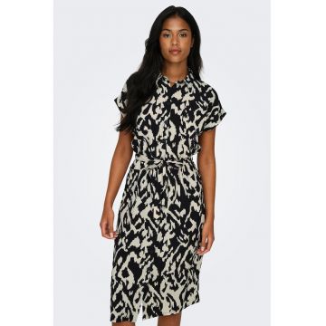 Rochie-camasa midi cu buzunare pe piept