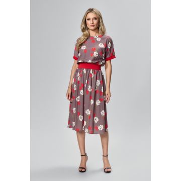 Rochie casual cu imprimeu si elastic in talie Brie Multi