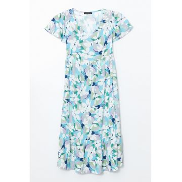 Rochie cu decolteu in V si model floral