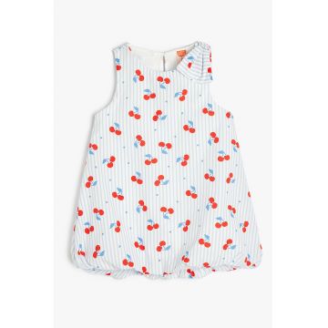 Rochie cu dungi si imprimeu fructat