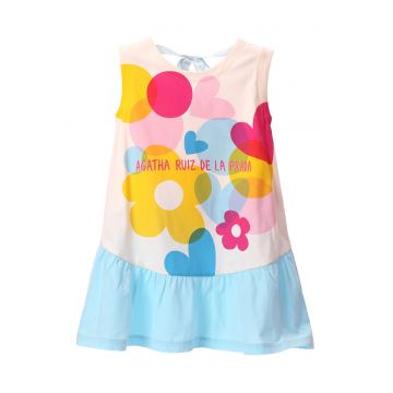 Rochie de bumbac cu insertie cu volane