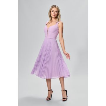 Rochie de ocazie din crepe si voal plisat Damya Lila