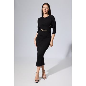 Rochie de ocazie din licra cu butoni aurii Imari Neagra