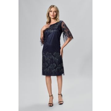 Rochie de ocazie din tull brodat cu strass-uri Tyanna Bleumarin