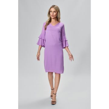 Rochie de ocazie din voal cu maneci trei sfeturi Devlyn Lila