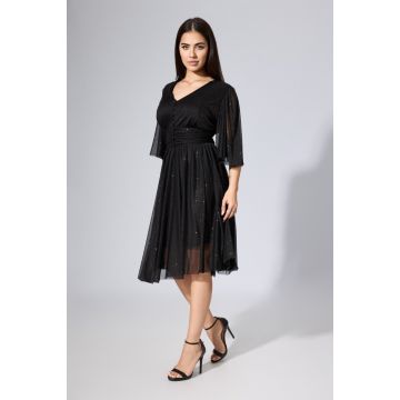 Rochie de ocazie din voal cu sclipici Felicity Neagra