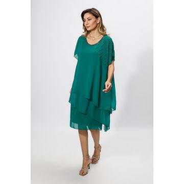 Rochie de ocazie din voal cu strass-uri Elmina Verde