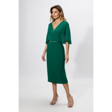Rochie de ocazie din voal cu strass-uri Manuelle Verde