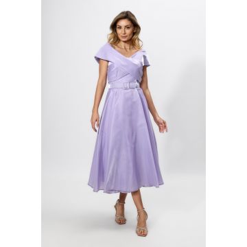 Rochie de ocazie in clos din satin cu decolteu in V Nevya Lila