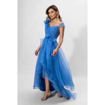 Rochie de ocazie premium asimetrica din voal Charmante Indigo