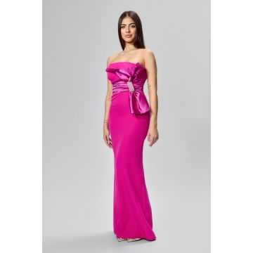 Rochie de ocazie premium cu funda din satin Bright Fucsia