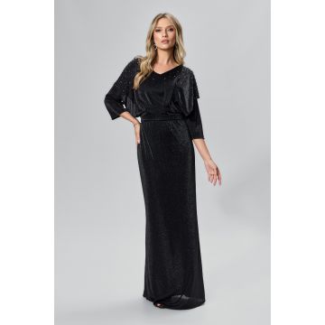 Rochie de ocazie premium din licra cu strass-uri si glitter Petrona Neagra