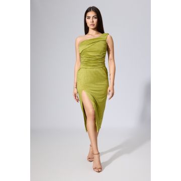 Rochie de ocazie premium din licra cu strass-uri tip one shoulder Janaya Fistic
